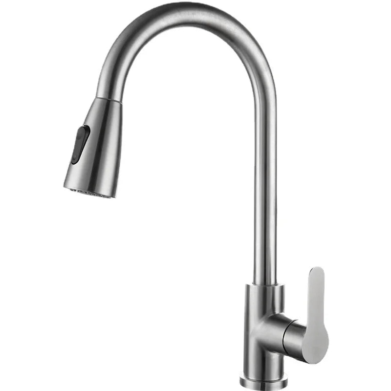 304 stainless steel pull-out washbasin faucet sink household kitchen telescopic sink hot and cold anti-splash water