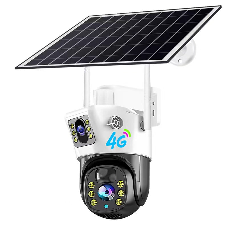 Dual-lens low-power solar camera cell phone remote 360-degree HD night vision dual-screen Machine ball monitoring