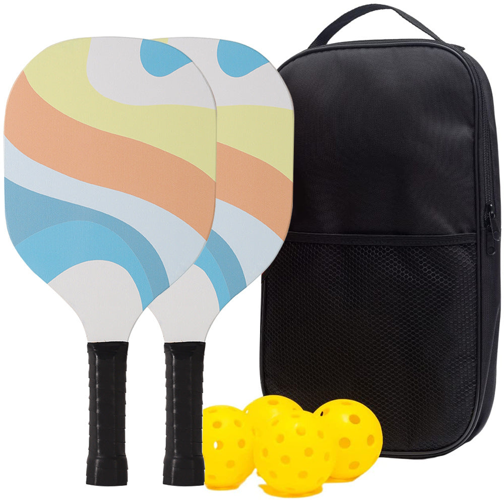 Non-Slip Pickleball Paddles Ribbed Handle Wooden Outdoor Training Equipment 2 Paddles +4 Balls + 1 bag