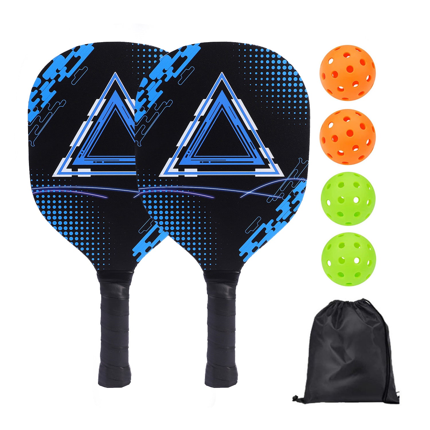 Non-Slip Pickleball Paddles Ribbed Handle Wooden Outdoor Training Equipment 2 Paddles +4 Balls