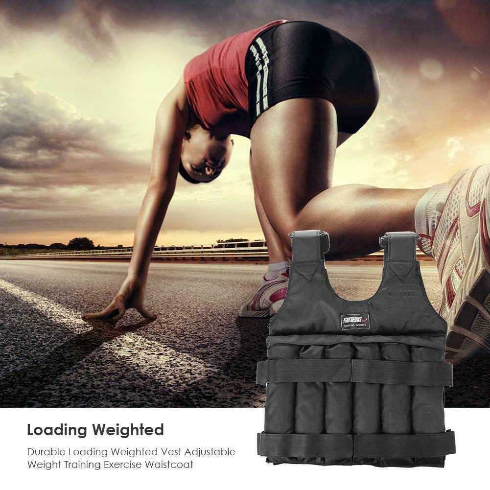 Running 20/50 kg Adjustable Steel Plate Empty Vest Shoulder Padded Shoulder Weighted Sandsuit Fitness Empty Vest