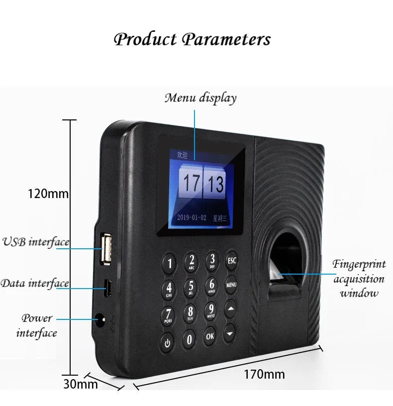 Intelligent Biometric Fingerprint Password Attendance Machine Employee Sign-in Recorder