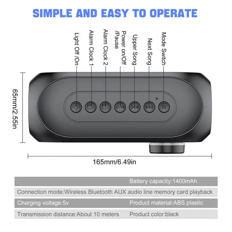 Alarm Clock Wireless Bluetooth Speaker Multifunction LED Display Stereo Subwoofer Home Decoration Support TF Card Aux Music Player