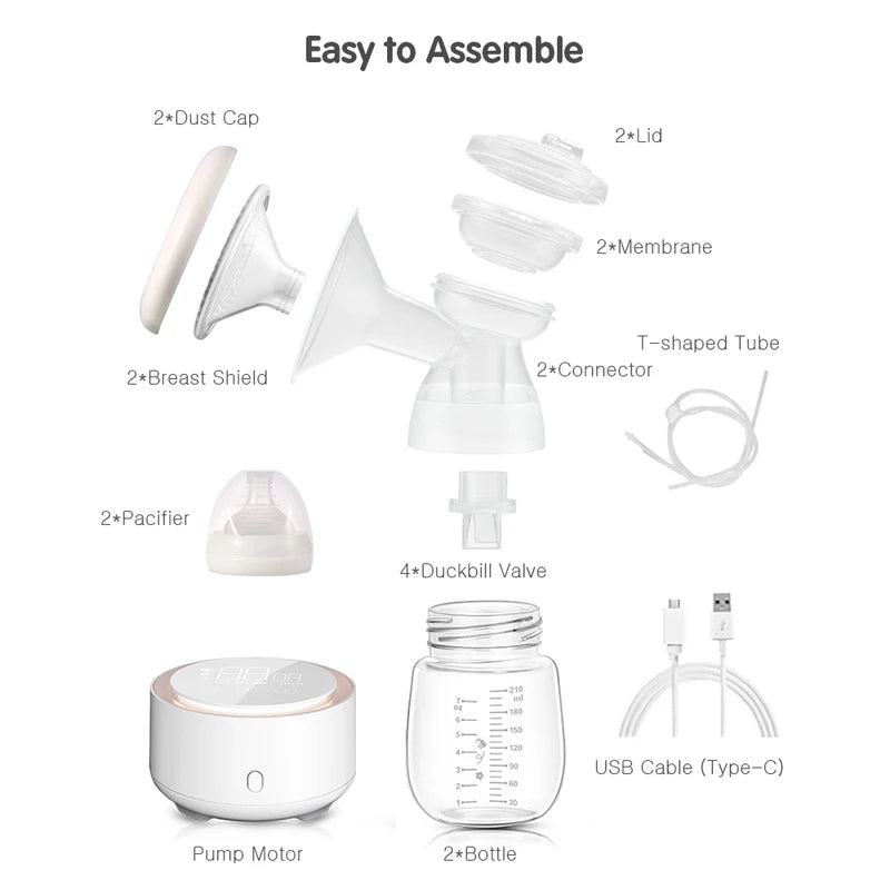 Bilateral Electric Breast PumpAutomatic Breast PumpMaternity Milking MachineBreastmilk CollectionPulling outMute Breast Sucking