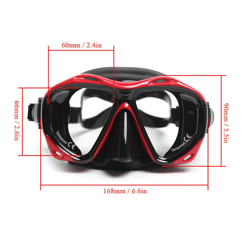 Mens Womens Anti-fog Diving Snorkel Goggles Two Window Diving Swimming Swimming Goggles Adult Tempered Glass Goggles