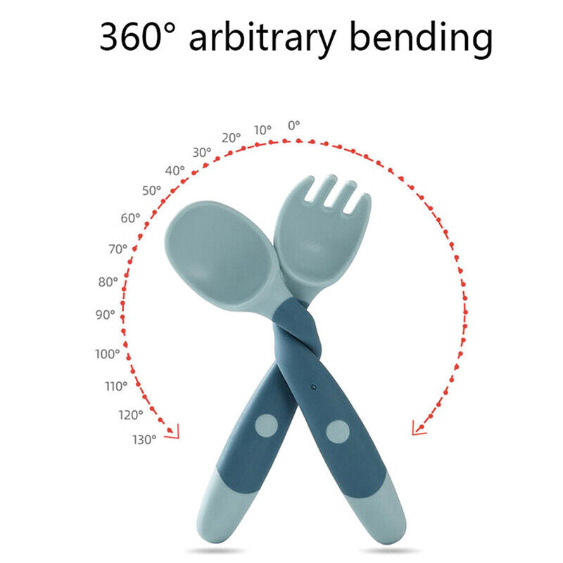 Silicone tableware toddler bendable soft fork training eating children's tableware