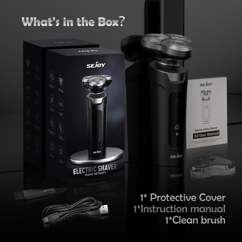 SEJOY 3D men's electric shaver wet and dry shaving rotary shaver cordless hair trimmer