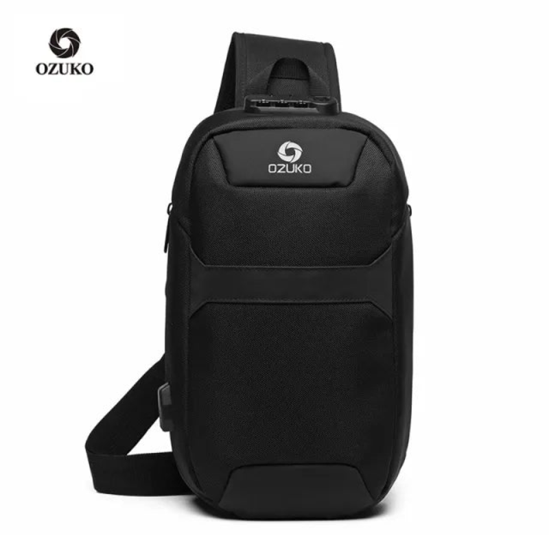 Ozuko 9270 Crossbody Nylon Sports Chest Bag Men's Waterproof USB Multifunctional Anti-theft Shoulder Bag